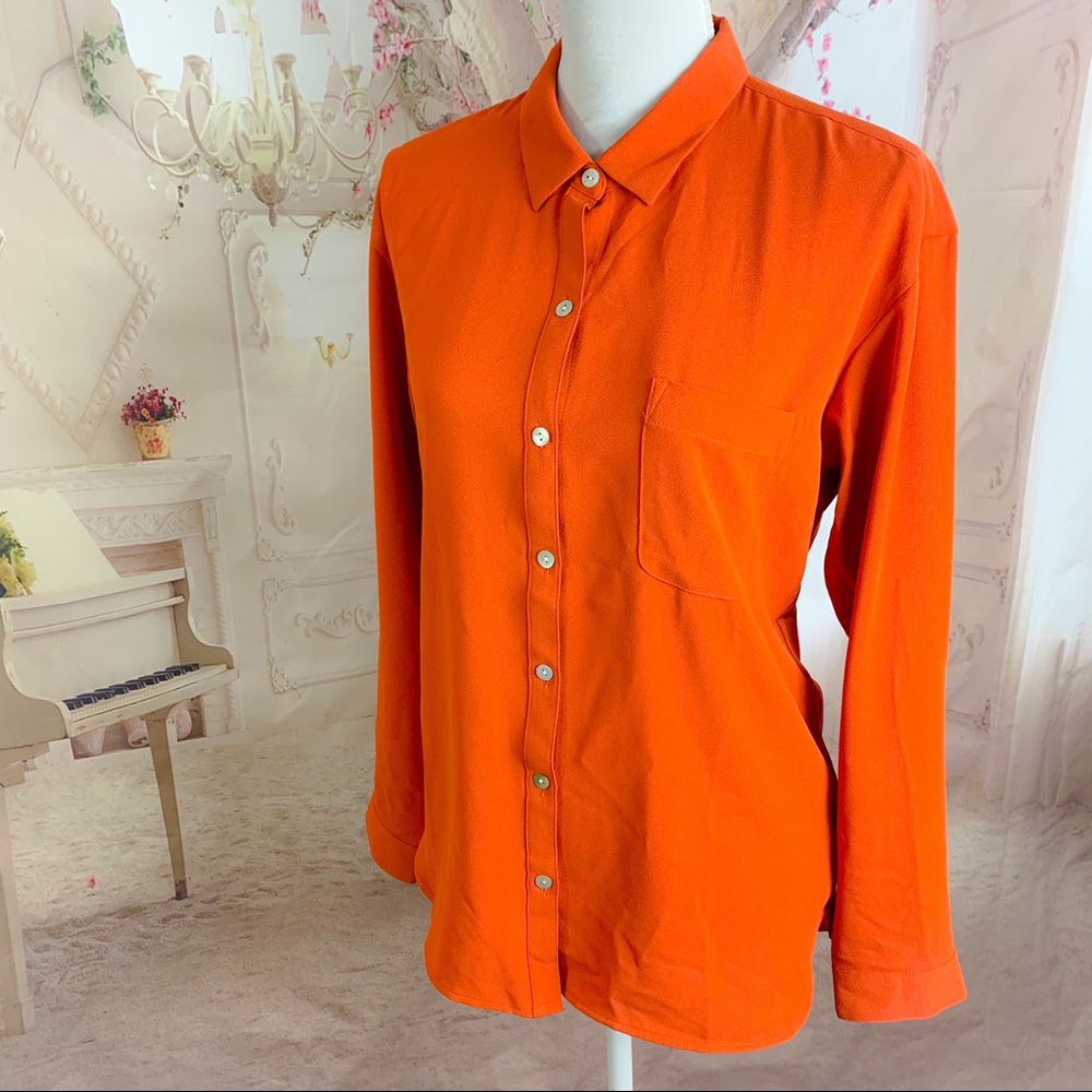 NEW J.Jill Burnt Orange Collared Camperi Button Down Shirt